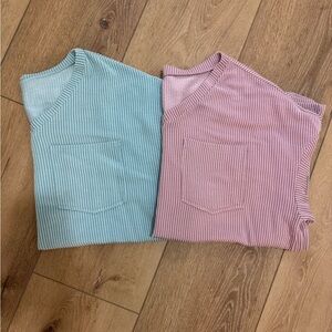 Striped Blue and Pink Women's Tops
